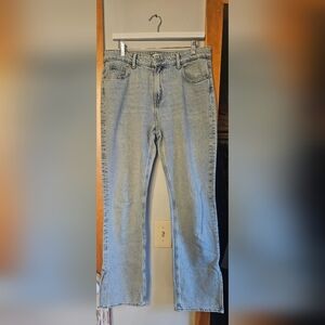 H&M Women's Straight Jeans - Soft Blue Slit Opening in the sides